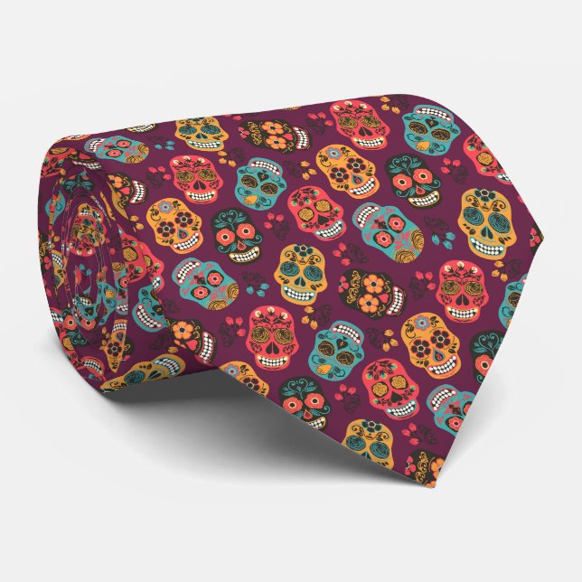 Dia de los Muertos Krawatte (Gerollt)
