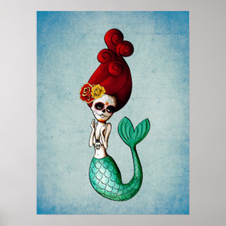 Dia de Los Muertos La Catrina Meerjungfrau Poster