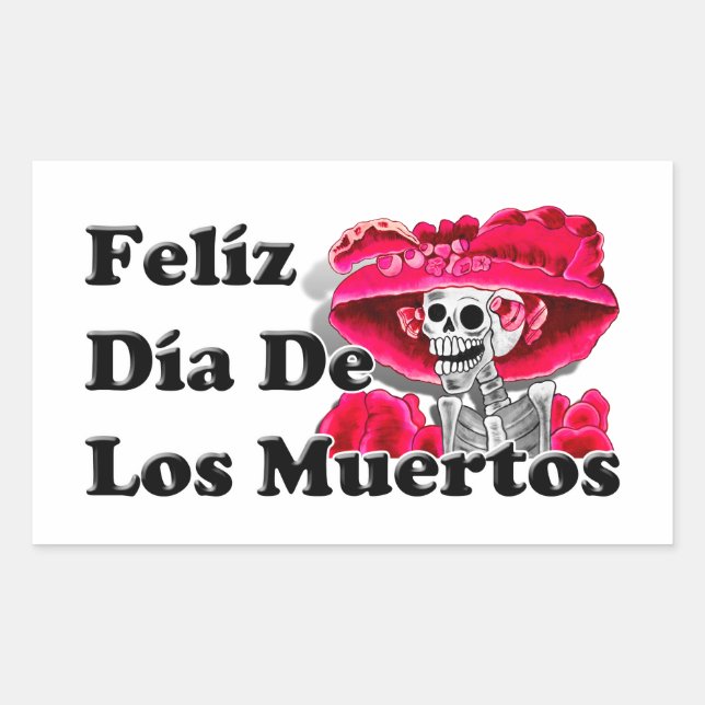 Dia De Los Muertos (La Catrina) Rechteckiger Aufkleber (Vorderseite)
