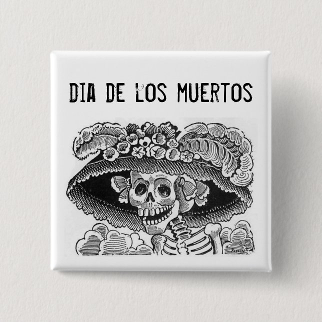Dia de los muertos La Catrina Schaltfläche Button (Vorderseite)