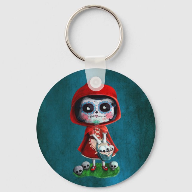Dia de los Muertos Little Red Riding Hood Schlüsselanhänger (Vorderseite)