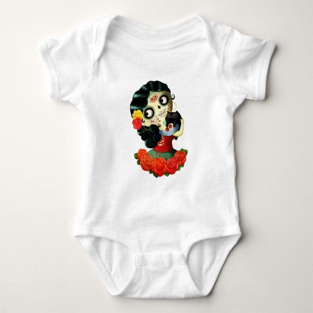 Dia de Los Muertos Lovely Mexican Catrina Girl Baby Strampler (Vorderseite)
