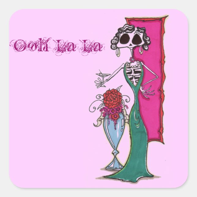 Dia De los muertos madam Quadratischer Aufkleber (Vorderseite)
