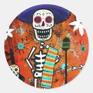 DIA DE LOS MUERTOS MARIACHI RUNDER AUFKLEBER