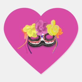Dia de Los Muertos Mask Herz-Aufkleber