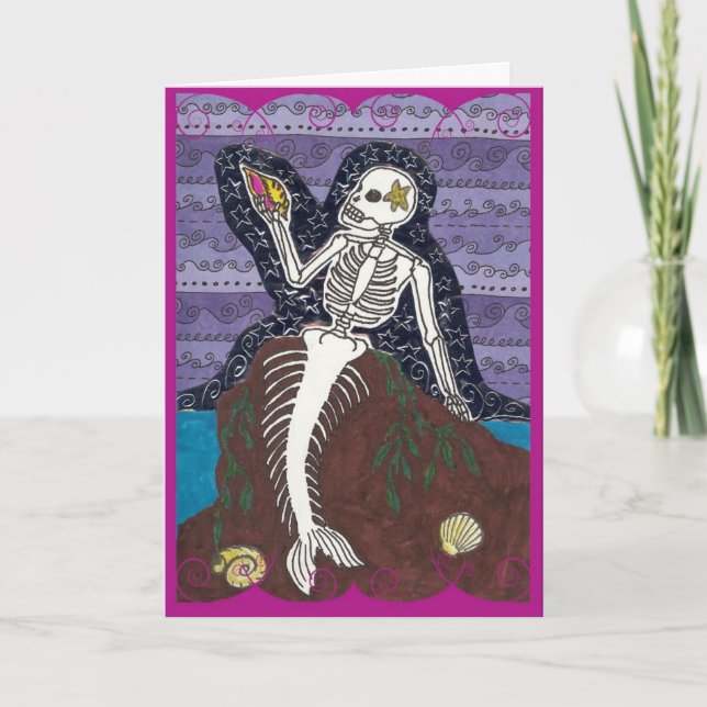 Dia de Los Muertos Mermaid Card Karte (Vorderseite)
