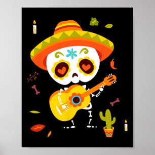 Dia De Los Muertos Mexican Boy Kids Skeleton Zucke Poster