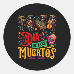 Dia De Los Muertos Mexican Skeletons Instrumentali Runder Aufkleber