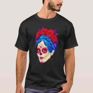 Dia De Los Muertos Mexiko Blumen Mädchen Maske La T-Shirt