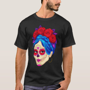 Dia De Los Muertos Mexiko Blumen Mädchenmaske La C T-Shirt
