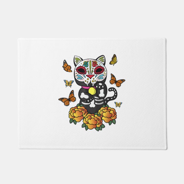 Dia de los Muertos Monarch Butterfly Zucker Schäde Fußmatte (Vorderseite)