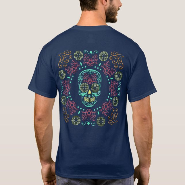 Dia de los Muertos Neon Crâne floral | T-shirt (Dos)