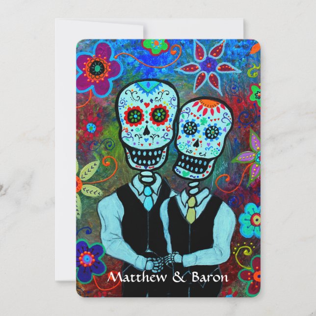 DIA DE LOS MUERTOS NOVIOS COUPLE WEDING EINLADUNG (Vorderseite)