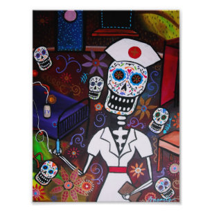 Dia de los Muertos Nurse Painting Fotodruck