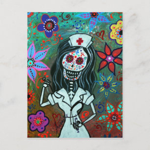 DIA DE LOS MUERTOS NURSE POSTKARTE