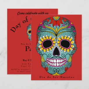 Dia de los Muertos Party Bunter Zuckerschädel Einladung