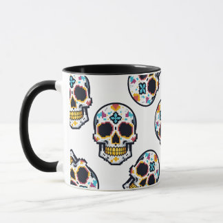 Dia De Los Muertos Pixelated Skull Pattern Tasse