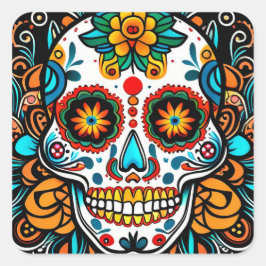 Dia de los Muertos Quadratischer Aufkleber
