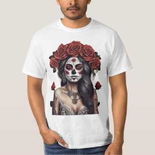 Dia de los Muertos Rose Crowned Beauty T-Shirt