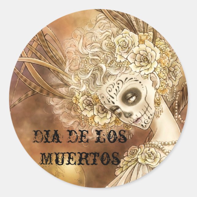 Dia de los Muertos Round Sticker (Vorderseite)