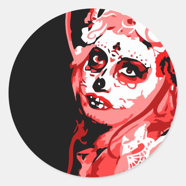 dia de los muertos runder aufkleber (Vorderseite)