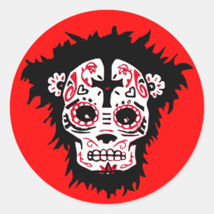 dia de los muertos runder aufkleber