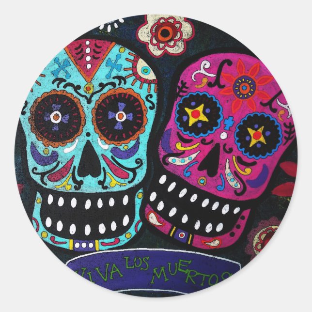 DIA DE LOS MUERTOS RUNDER AUFKLEBER (Vorderseite)