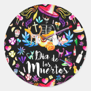 Dia De Los Muertos Runder Aufkleber