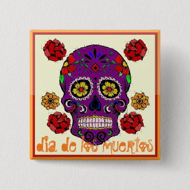 Dia de los muertos — Schaltfläche "Zuckerschädel" Button (Vorderseite)