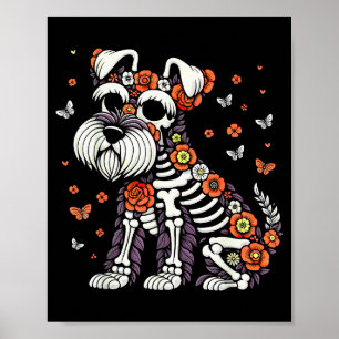 Dia De Los Muertos Schnauzer Zucker-Schädel Mexika Poster