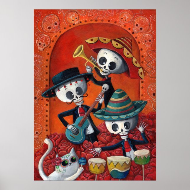 Dia de Los Muertos Skeleton Mariachi Trio Poster (Vorne)