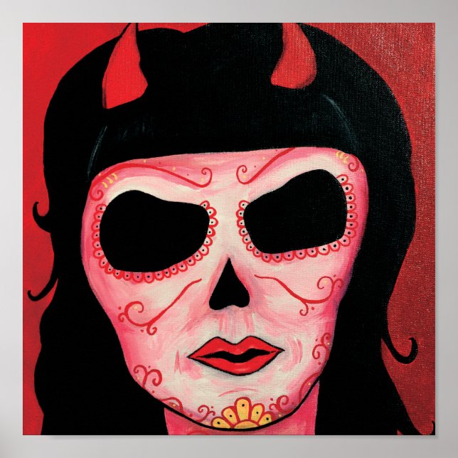 Dia de los Muertos Skeletons Satan Print Poster (Vorne)