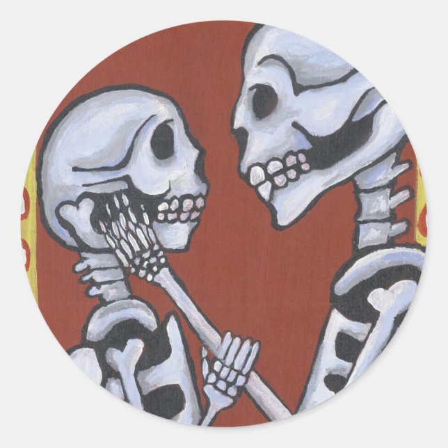 Dia de los muertos skelette in Liebe Aufkleber (Vorderseite)