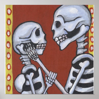 Dia de los Muertos Skelette in Liebe Canvas Print Poster