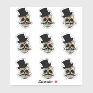 Dia de los Muertos Skull Aufkleber