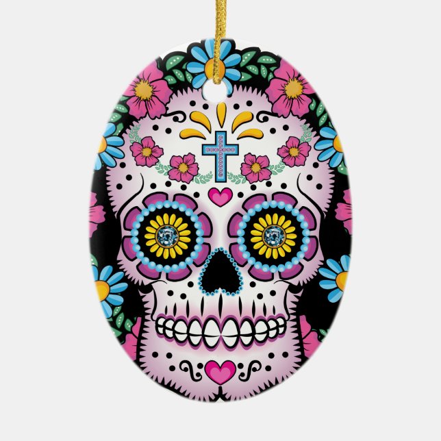 Dia de Los Muertos Skull Keramikornament (Vorne)