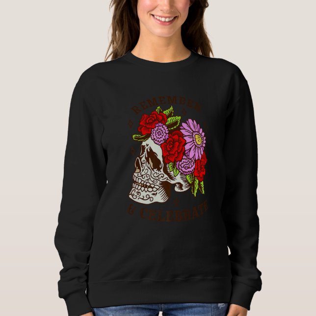 Dia De Los Muertos Skull Mask Roses Premium Sweatshirt (Vorderseite)