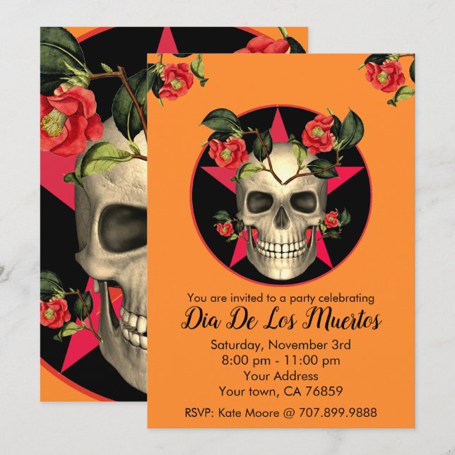 Dia De Los Muertos Skull Party Einladung (Vorne/Hinten)