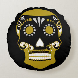 Día De Los Muertos Skull Print Rundes Kissen