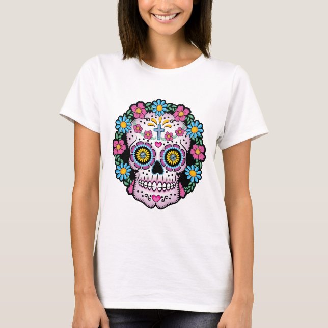 Dia de Los Muertos Skull T-Shirt (Vorderseite)