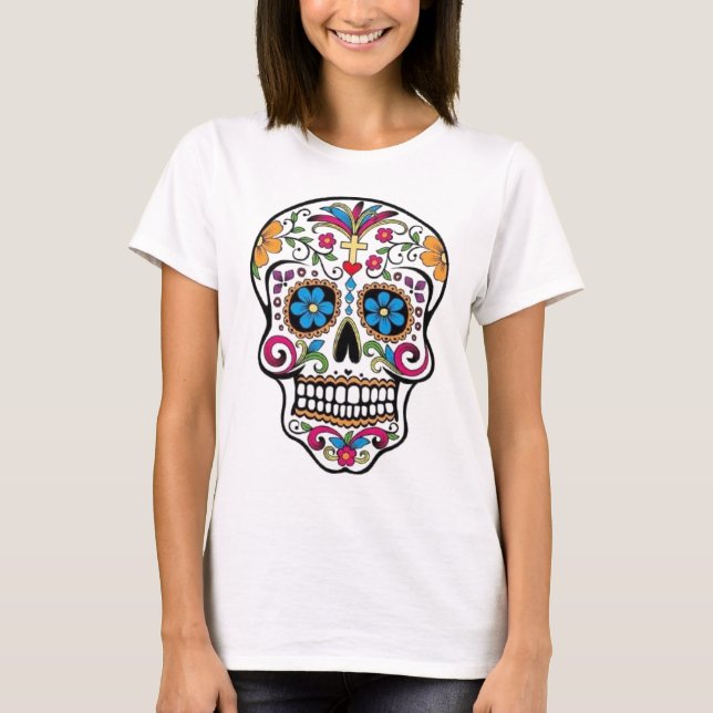 Dia de Los Muertos Skull T-Shirt (Vorderseite)