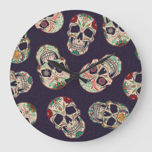 Dia de los Muertos Skulls Große Wanduhr