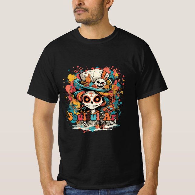 Dia De Los Muertos, Soulful Art T-Shirt (Vorderseite)
