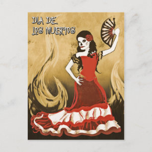 dia de los muertos spanischer Tänzer Postkarte