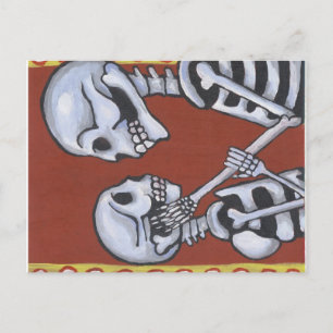 dia de los muertos squelettes en amour carte posta
