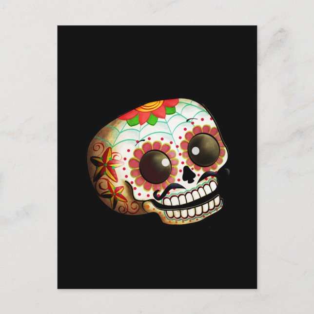 Dia de Los Muertos Sugar Skull Art Postkarte (Vorderseite)