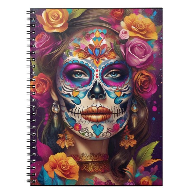 Dia de los Muertos Sugar Skull Beauty Notizblock (Vorderseite)