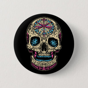 Dia De Los Muertos Sugar Skull Button