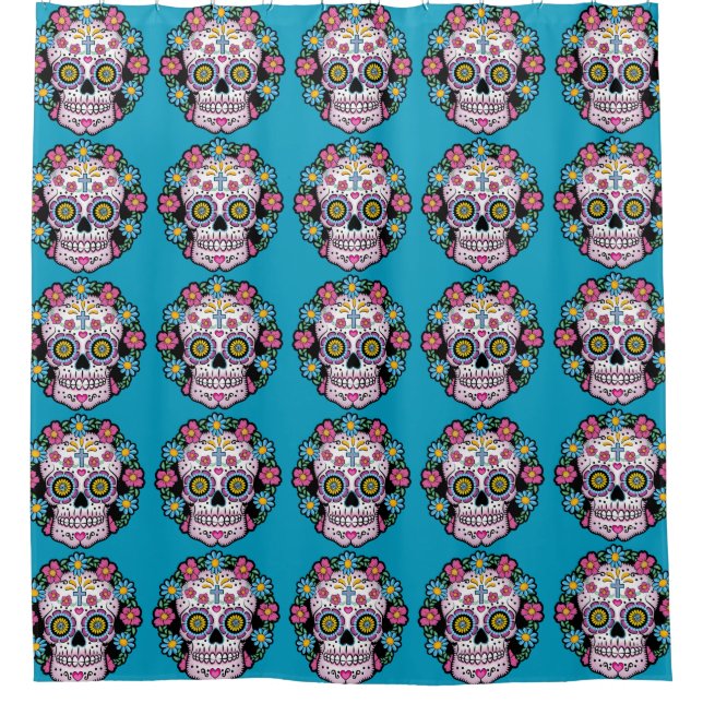 Dia de los Muertos Sugar Skull Duschvorhang (Vorderseite)