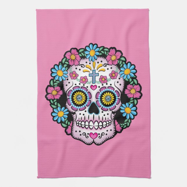Dia de los Muertos Sugar Skull Geschirrtuch (Vertikal)